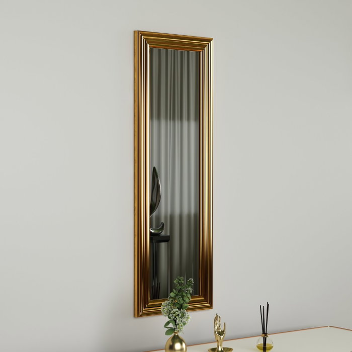 Hanah Home Espejo de Vestidor Dorado con Marco de MDF Laminado Hanah Home Espejo de Vestidor Dorado con Marco de MDF Laminado